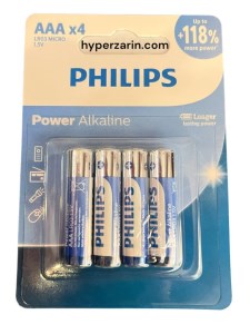 باطری نیم قلمیAAA*4آبی سفیدفیلیپس4