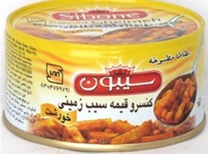 کنسروخورشت قیمه سیب زمینی باگوشت سیبون350