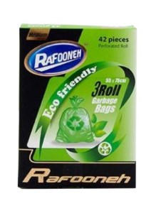 کیسه زباله جعبه متوسط سبز75*55تجزیه پذیررافونه3رول42