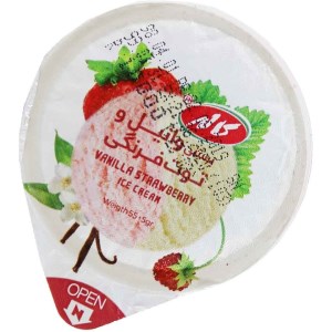 بستنی لیوانی وانیلی توت فرنگی کاله50