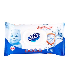 دستمال مرطوب آنتی باکتریال بدون عطرتنو60